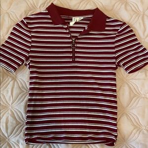 RED STRIPE ZIP SHIRT